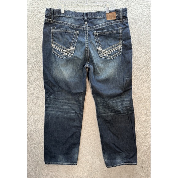 BKE Buckle Jeans Mens 40R Blue Seth Thick Stitch Distressed Whiskered Rockabilly - Picture 1 of 10